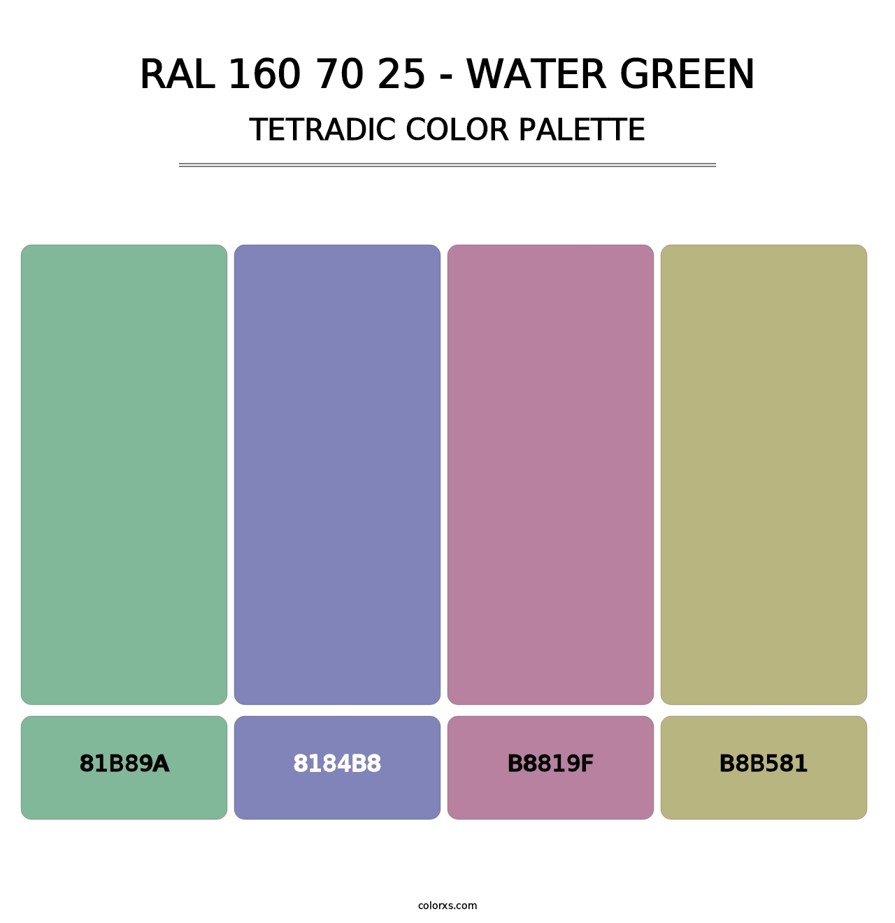 RAL 160 70 25 - Water Green - Tetradic Color Palette