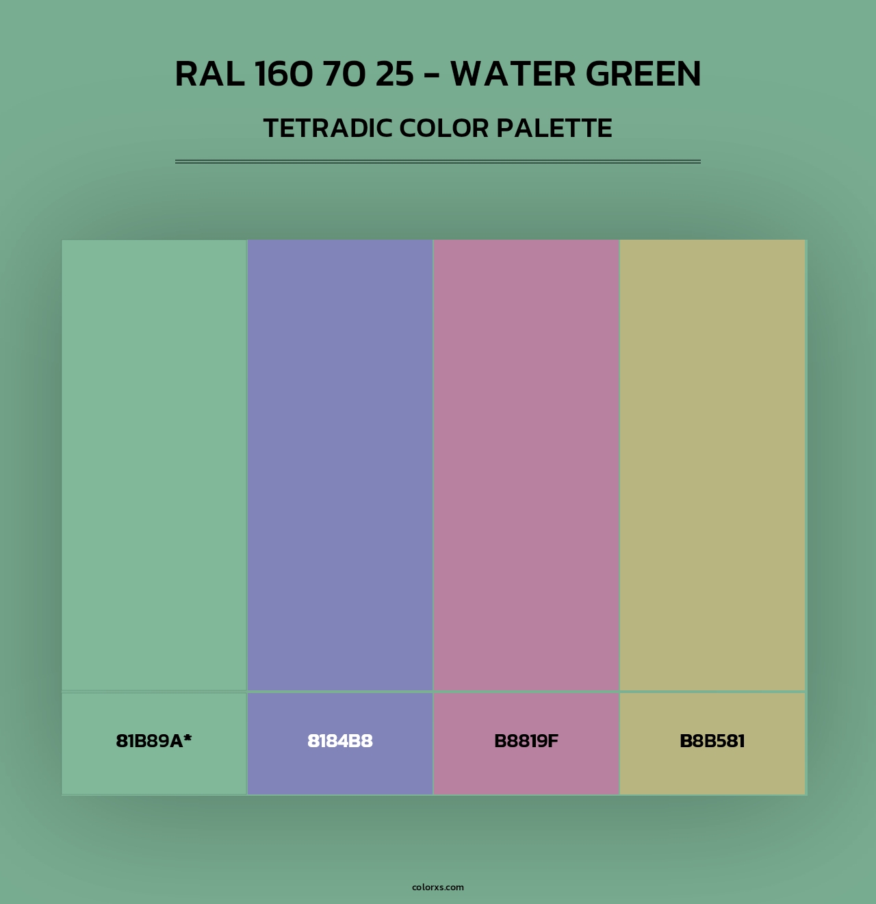RAL 160 70 25 - Water Green - Tetradic Color Palette