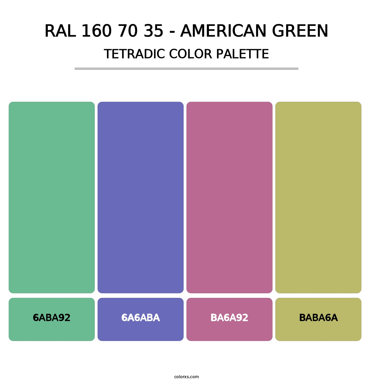 RAL 160 70 35 - American Green - Tetradic Color Palette