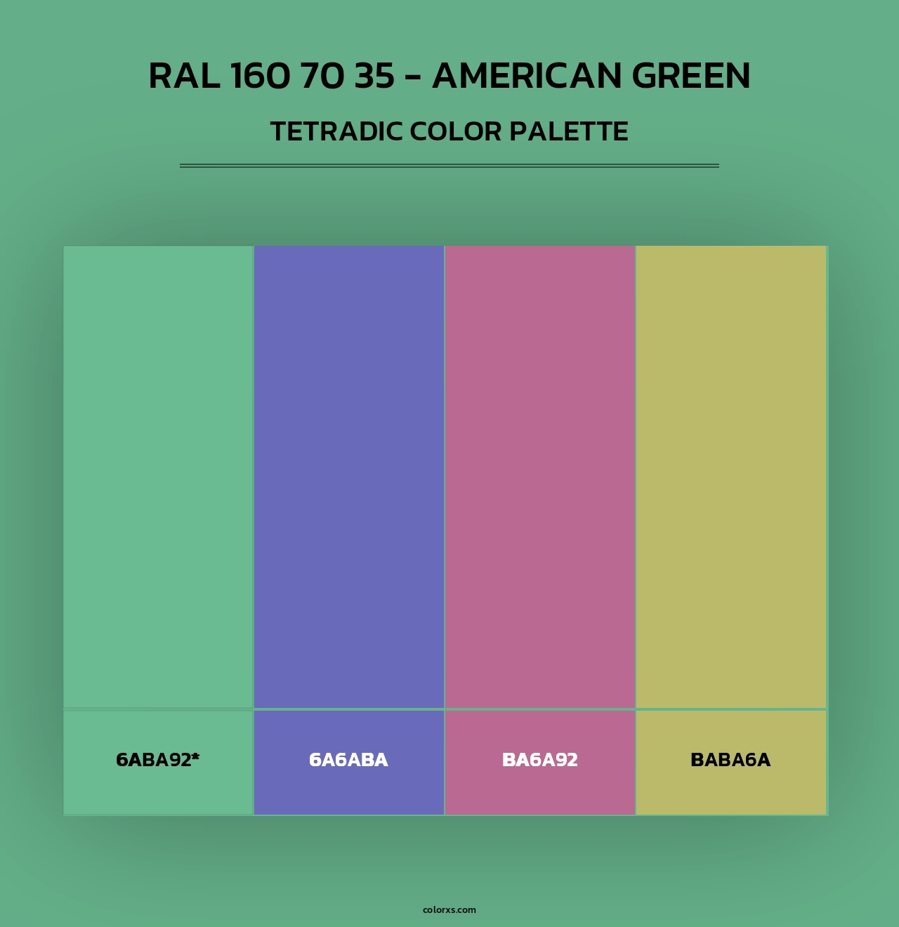 RAL 160 70 35 - American Green - Tetradic Color Palette