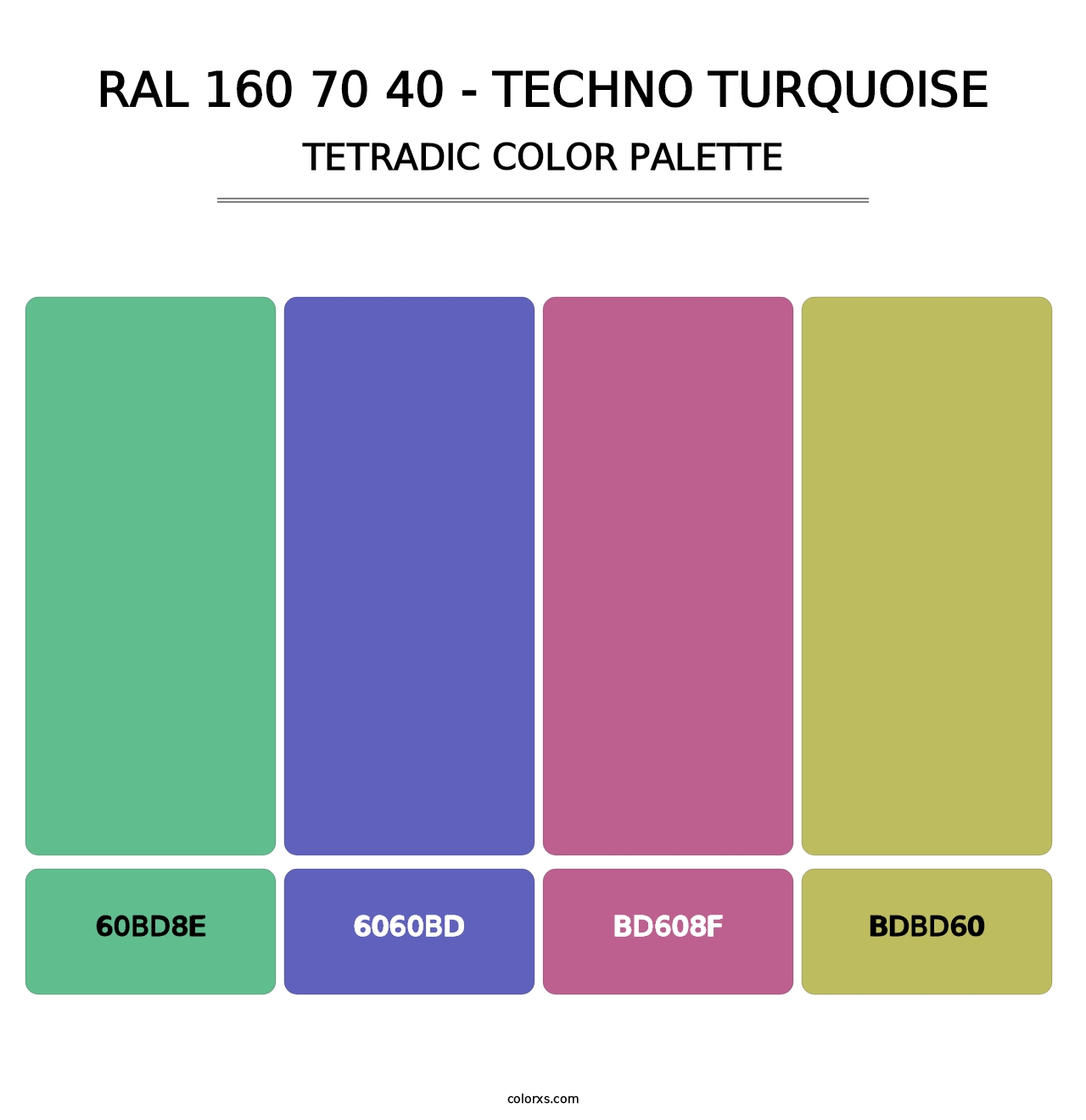 RAL 160 70 40 - Techno Turquoise - Tetradic Color Palette