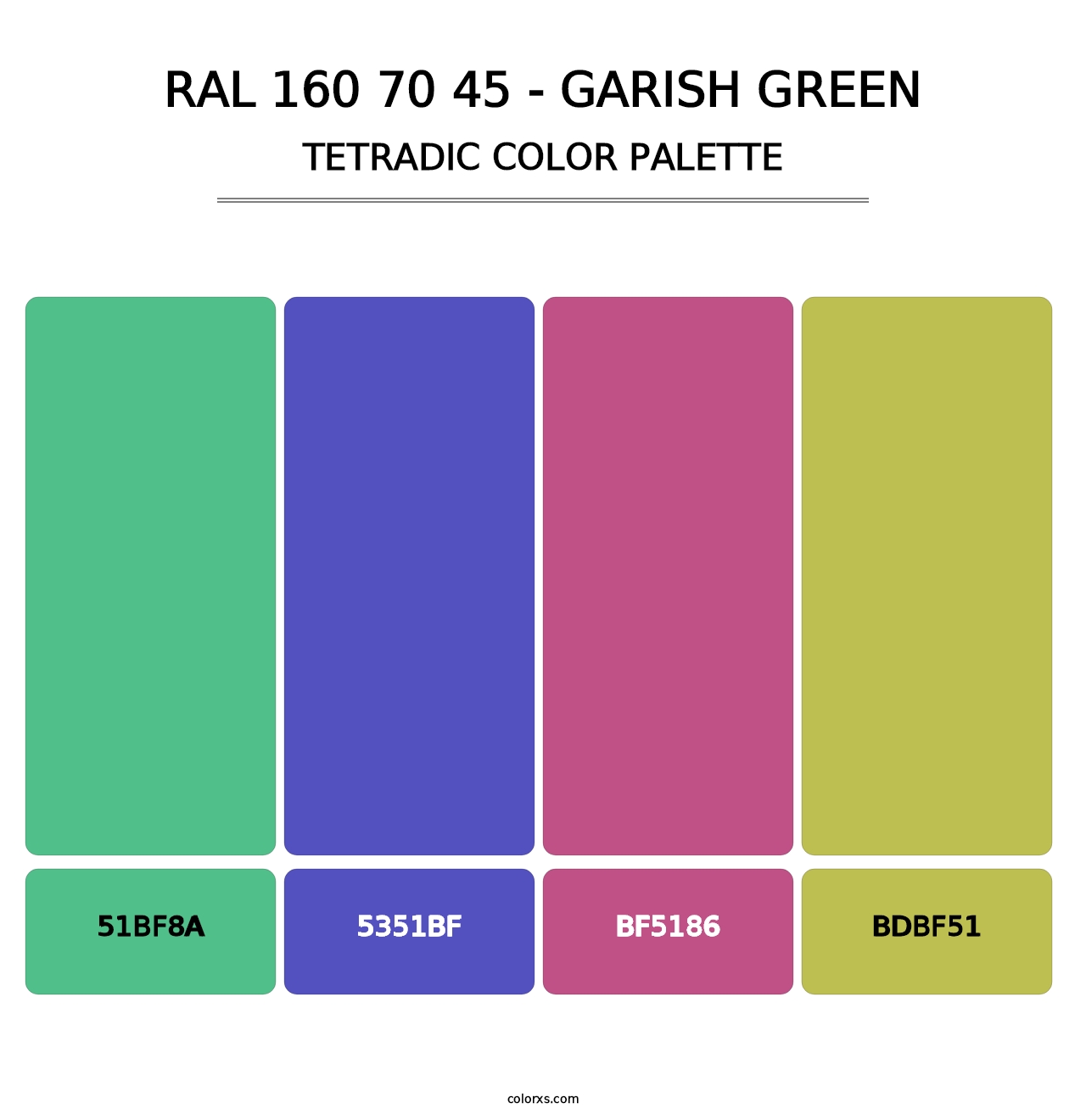 RAL 160 70 45 - Garish Green - Tetradic Color Palette