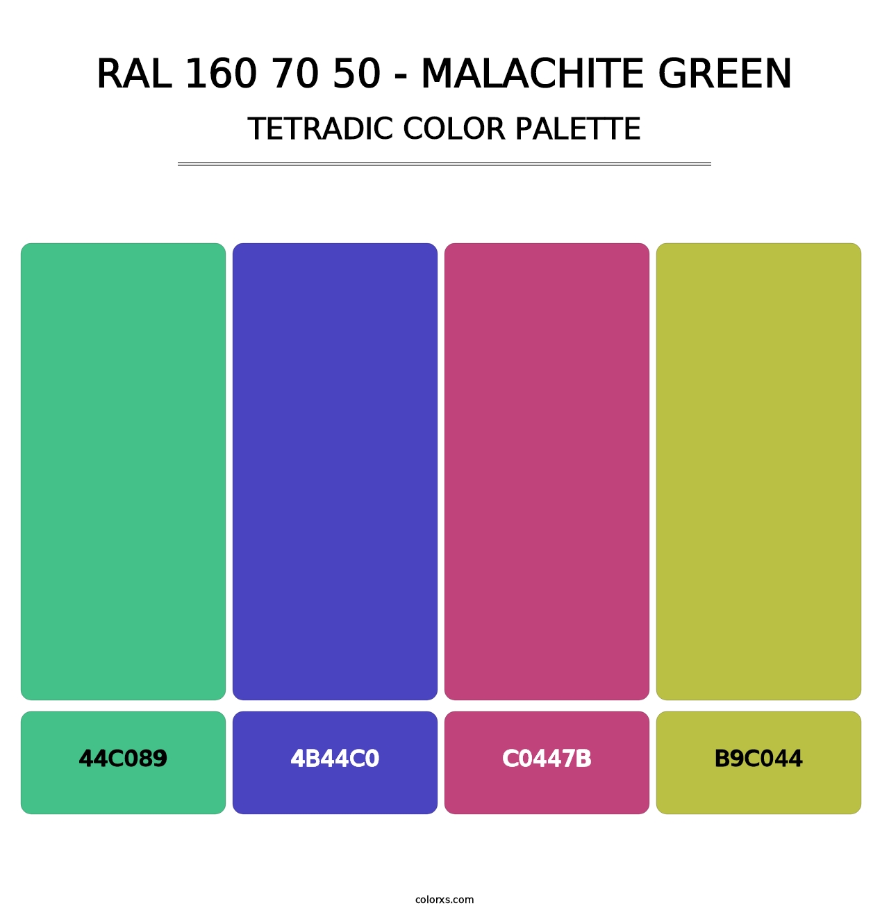 RAL 160 70 50 - Malachite Green - Tetradic Color Palette