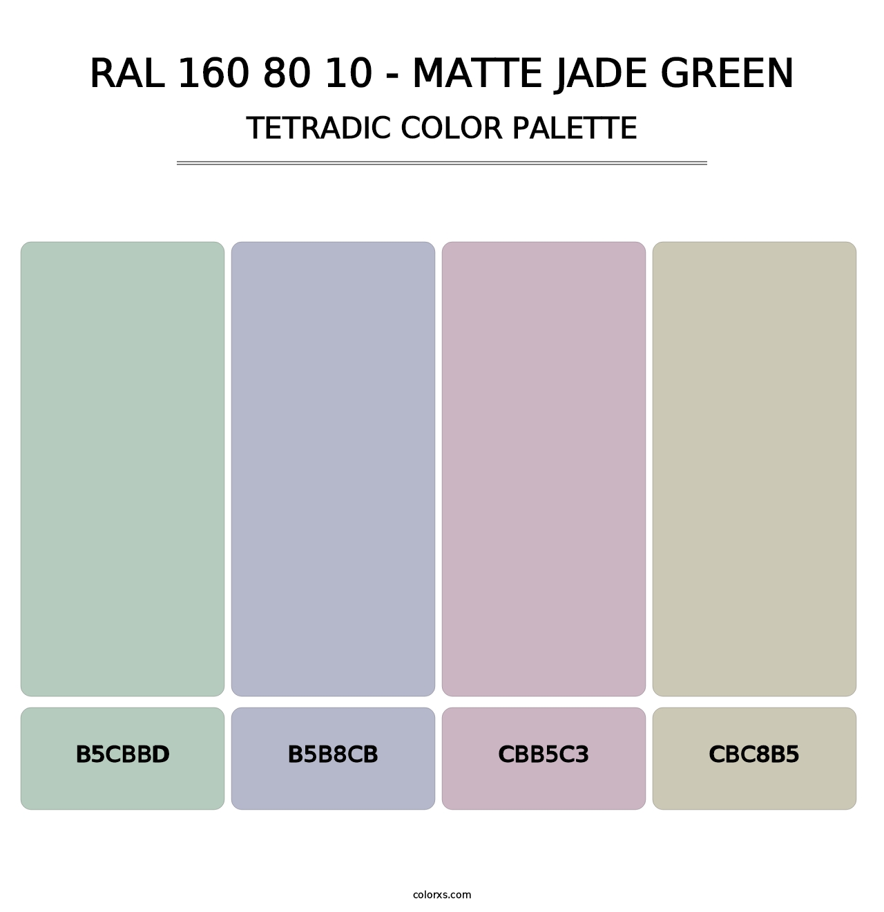 RAL 160 80 10 - Matte Jade Green - Tetradic Color Palette
