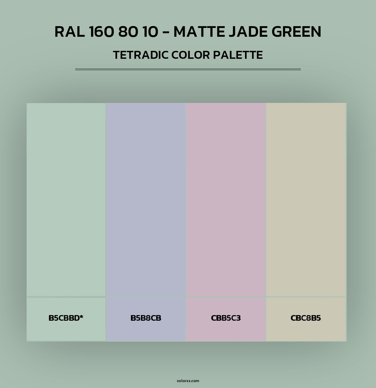 RAL 160 80 10 - Matte Jade Green - Tetradic Color Palette