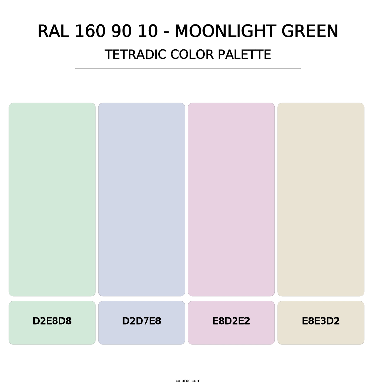 RAL 160 90 10 - Moonlight Green - Tetradic Color Palette