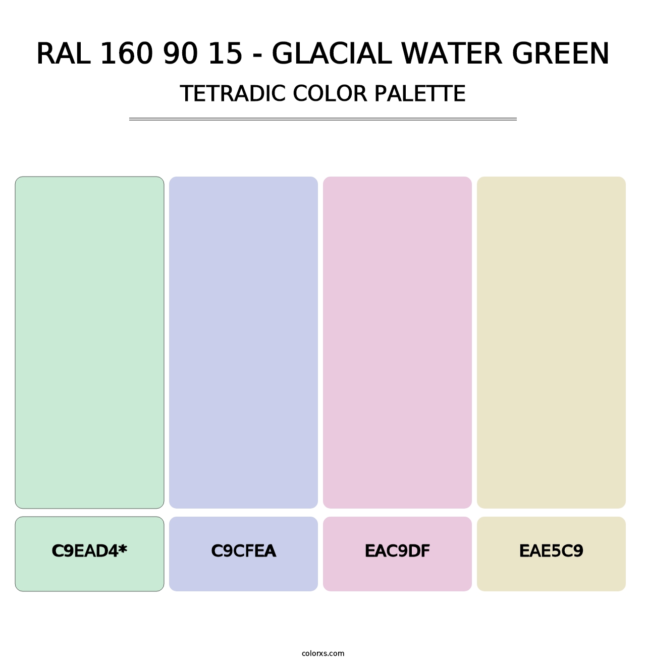 RAL 160 90 15 - Glacial Water Green - Tetradic Color Palette