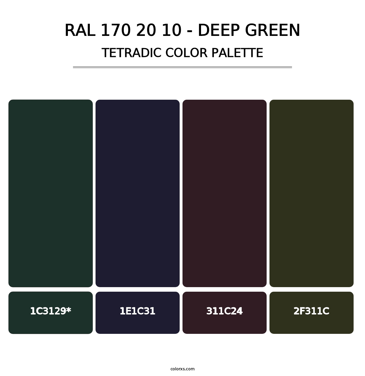 RAL 170 20 10 - Deep Green - Tetradic Color Palette