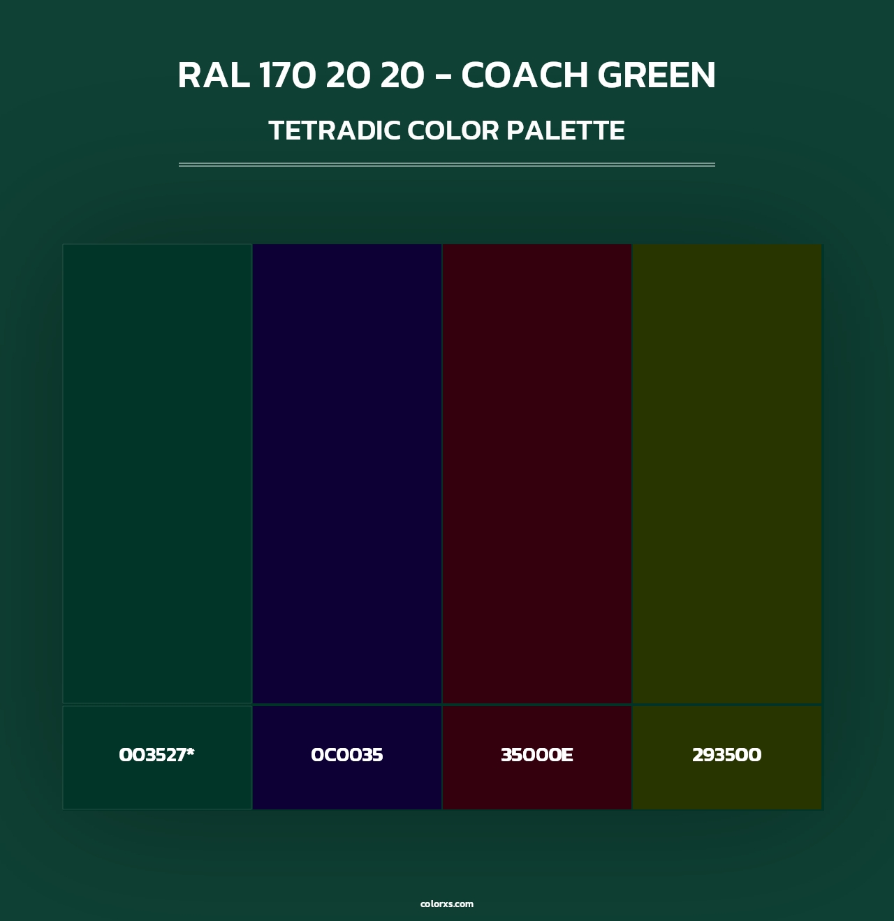 RAL 170 20 20 - Coach Green - Tetradic Color Palette