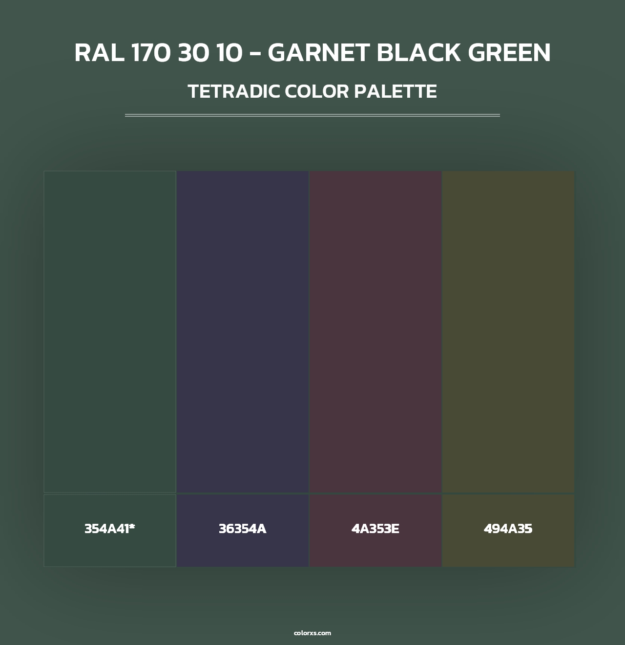 RAL 170 30 10 - Garnet Black Green - Tetradic Color Palette