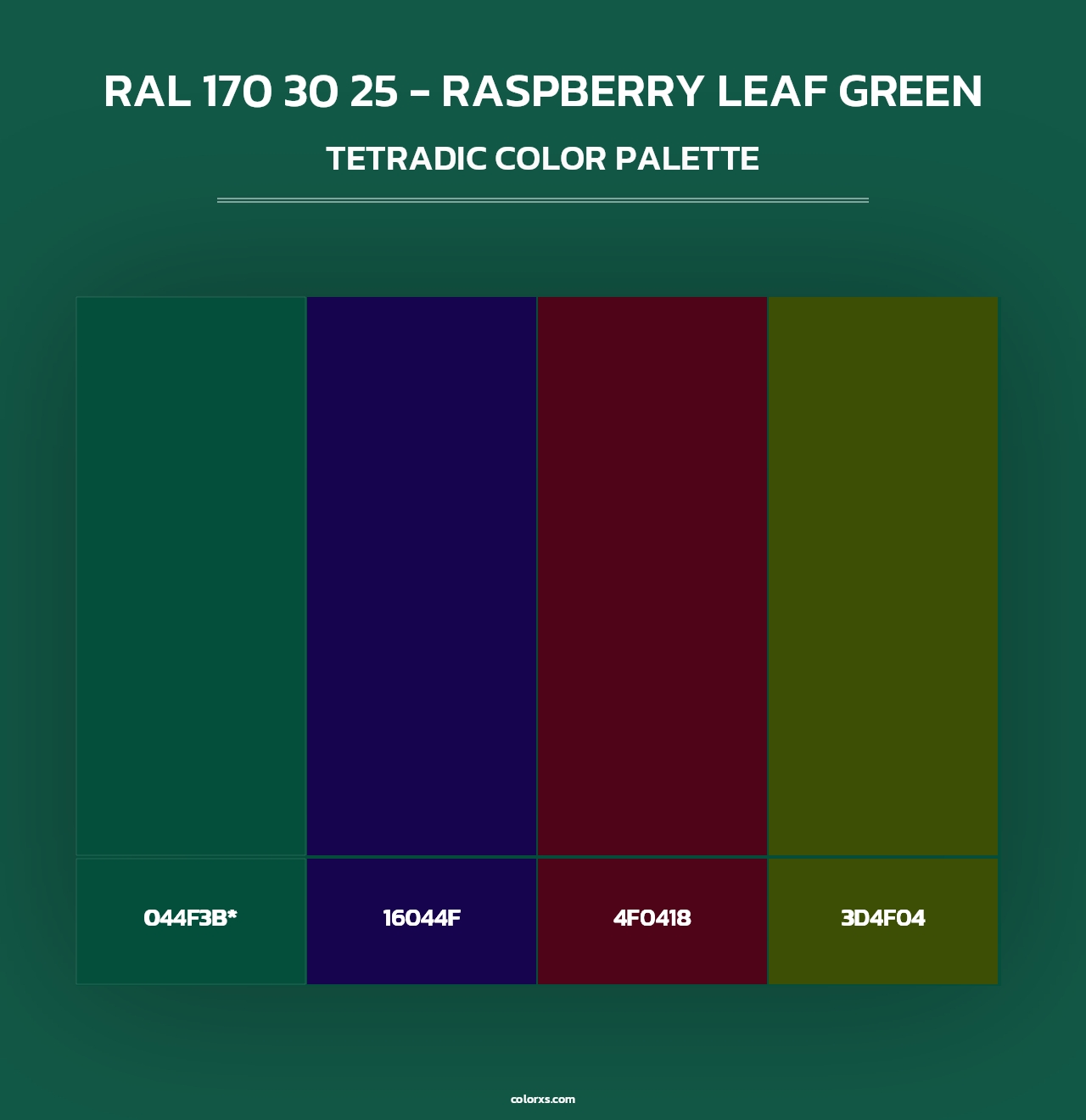 RAL 170 30 25 - Raspberry Leaf Green - Tetradic Color Palette