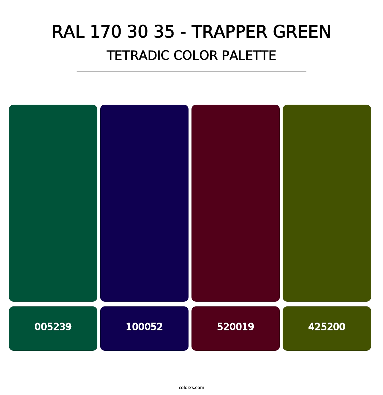 RAL 170 30 35 - Trapper Green - Tetradic Color Palette