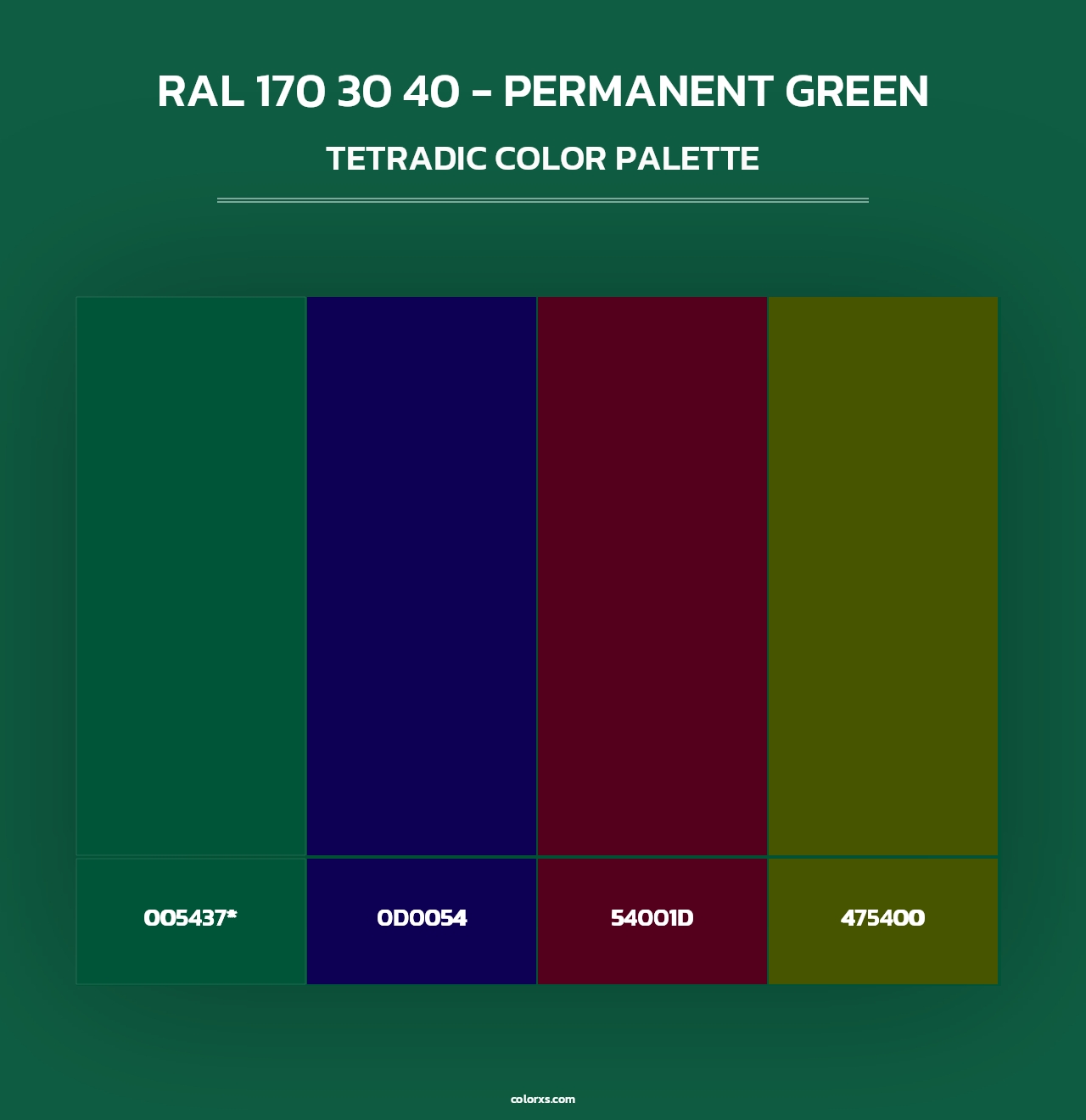 RAL 170 30 40 - Permanent Green - Tetradic Color Palette