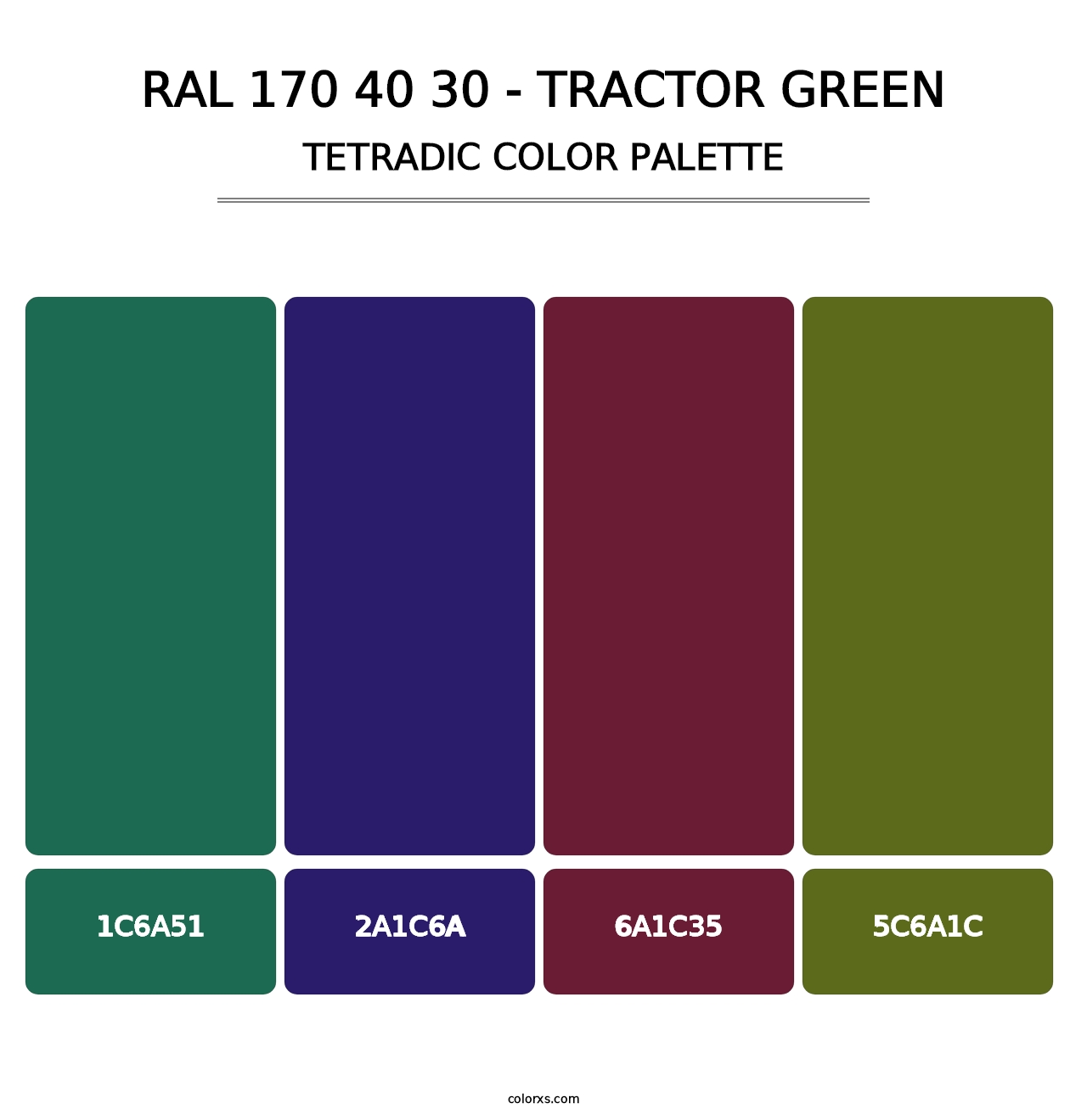 RAL 170 40 30 - Tractor Green - Tetradic Color Palette