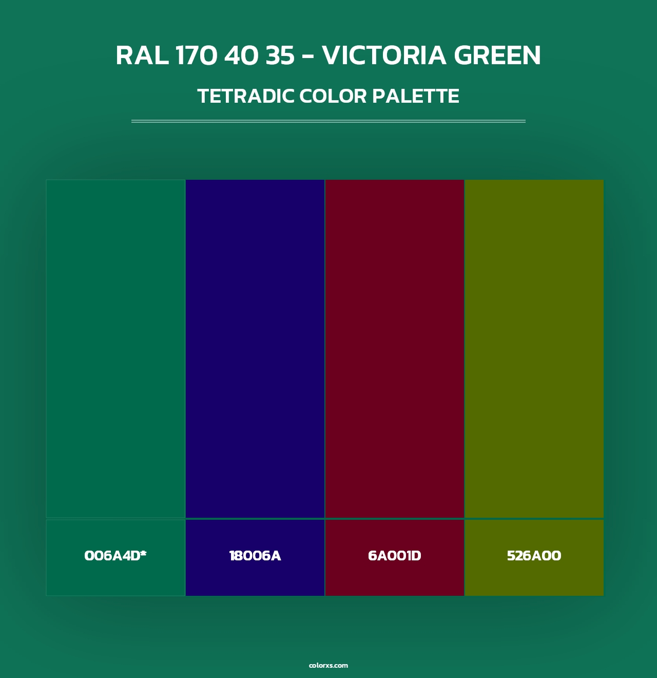 RAL 170 40 35 - Victoria Green - Tetradic Color Palette