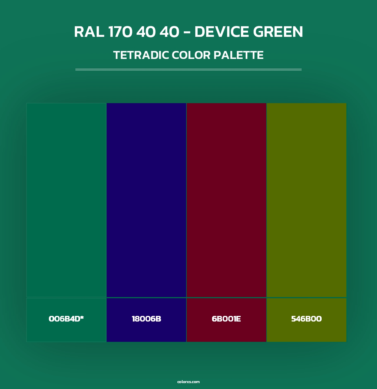 RAL 170 40 40 - Device Green - Tetradic Color Palette