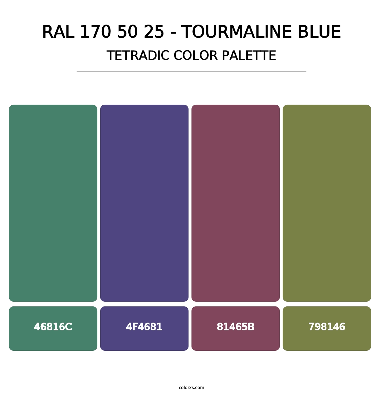 RAL 170 50 25 - Tourmaline Blue - Tetradic Color Palette
