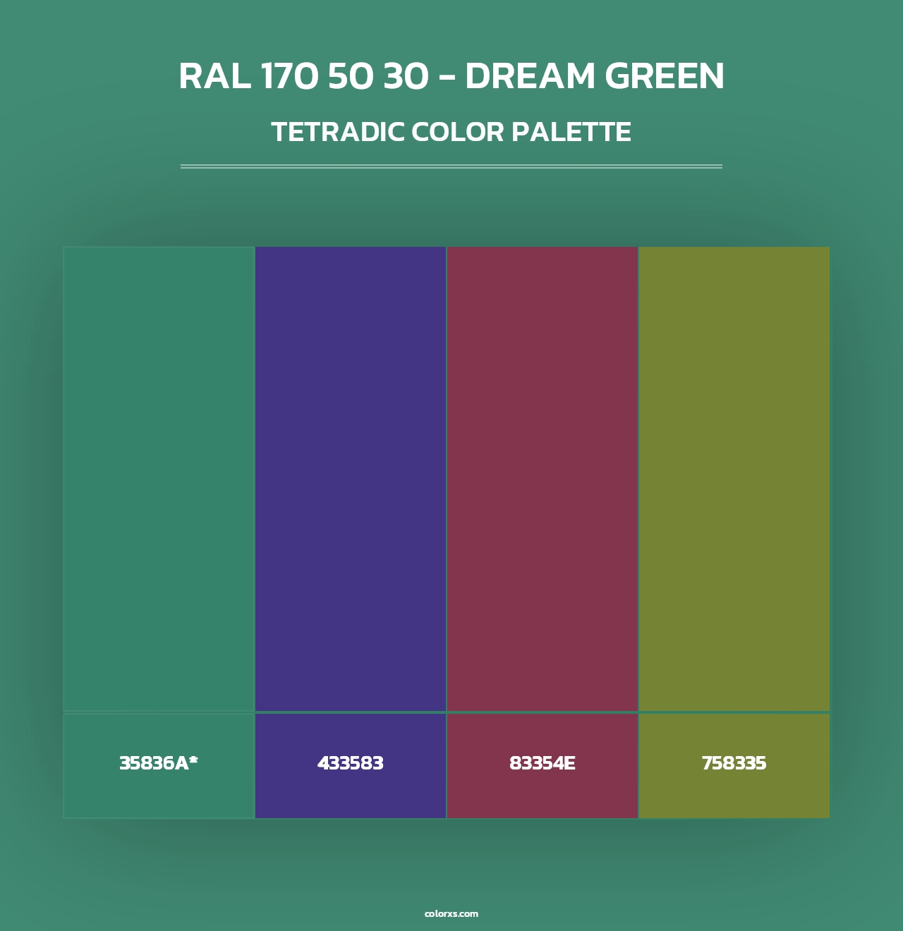 RAL 170 50 30 - Dream Green - Tetradic Color Palette