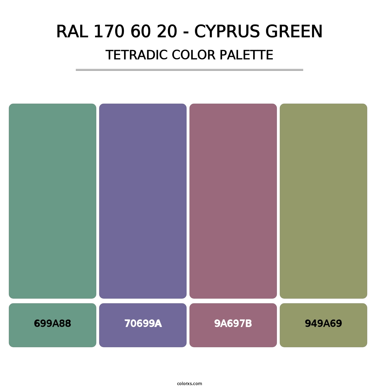 RAL 170 60 20 - Cyprus Green - Tetradic Color Palette