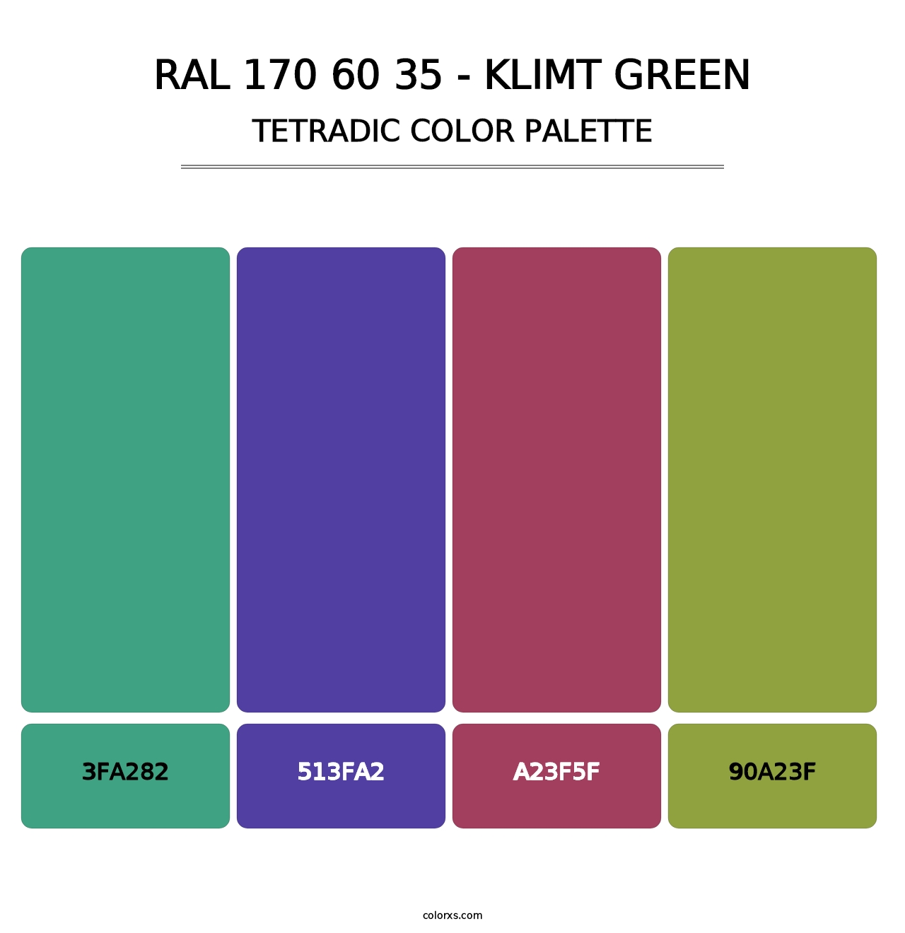 RAL 170 60 35 - Klimt Green - Tetradic Color Palette