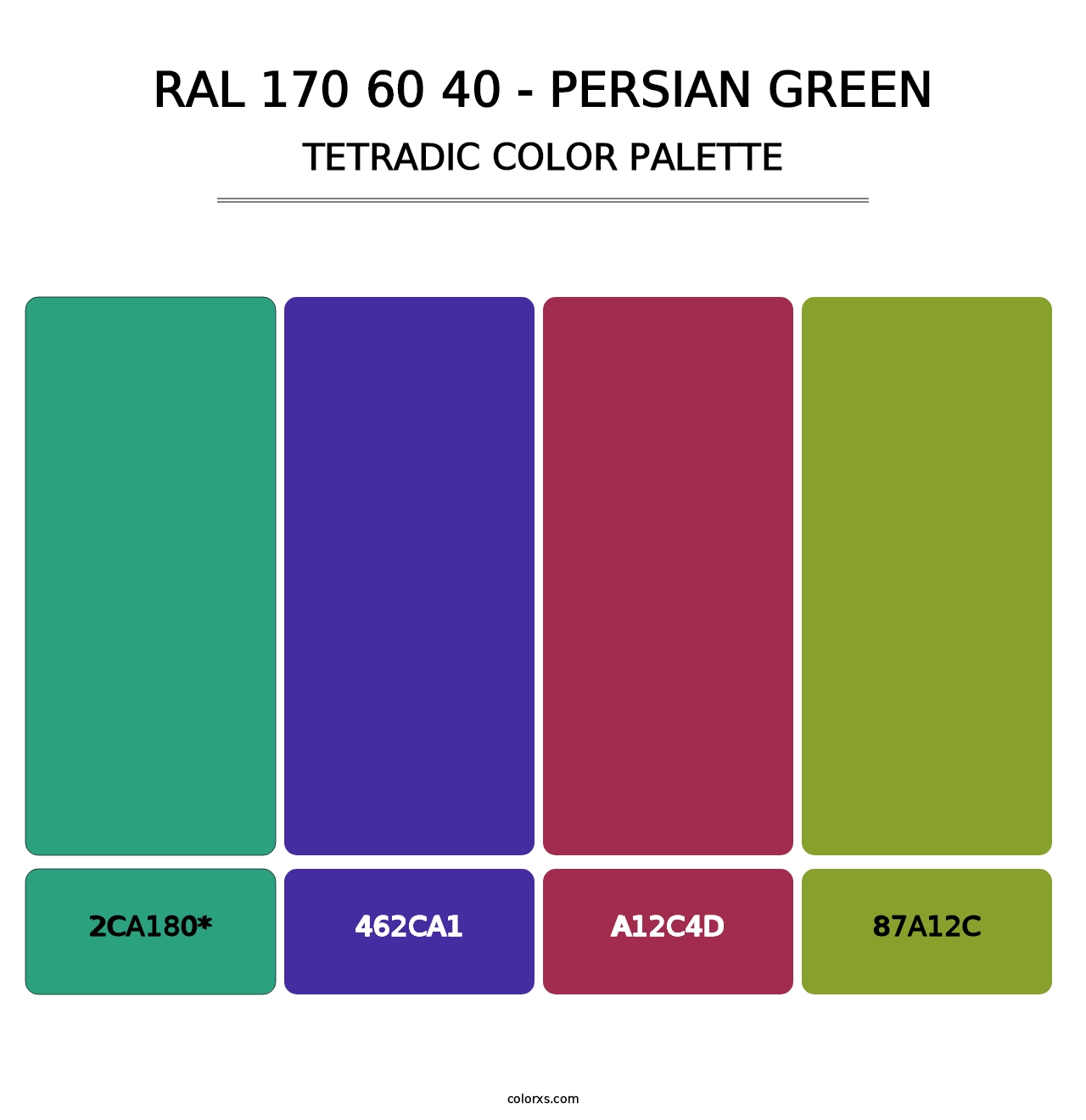 RAL 170 60 40 - Persian Green - Tetradic Color Palette