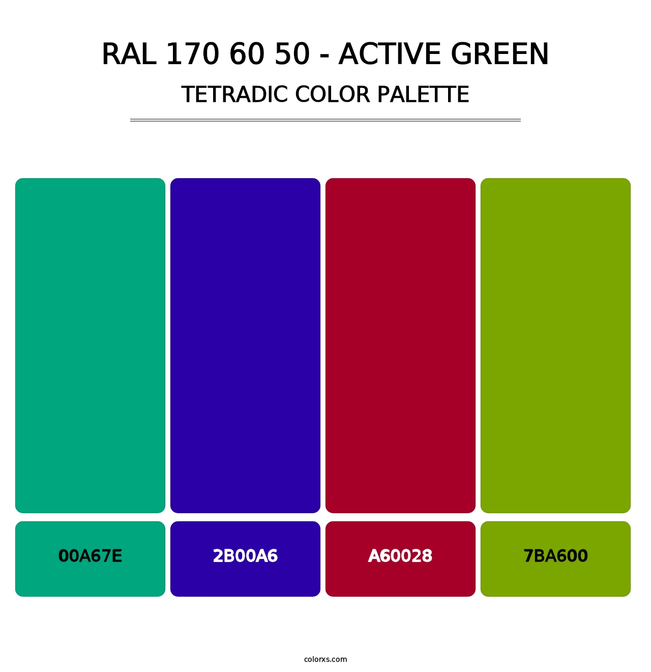 RAL 170 60 50 - Active Green - Tetradic Color Palette