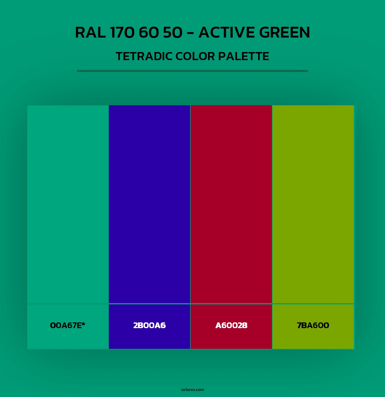 RAL 170 60 50 - Active Green - Tetradic Color Palette