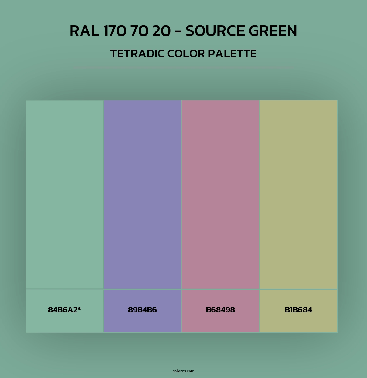 RAL 170 70 20 - Source Green - Tetradic Color Palette
