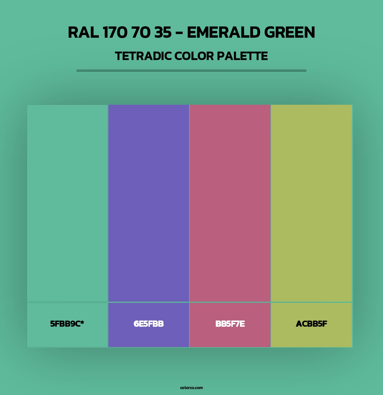 RAL 170 70 35 - Emerald Green - Tetradic Color Palette