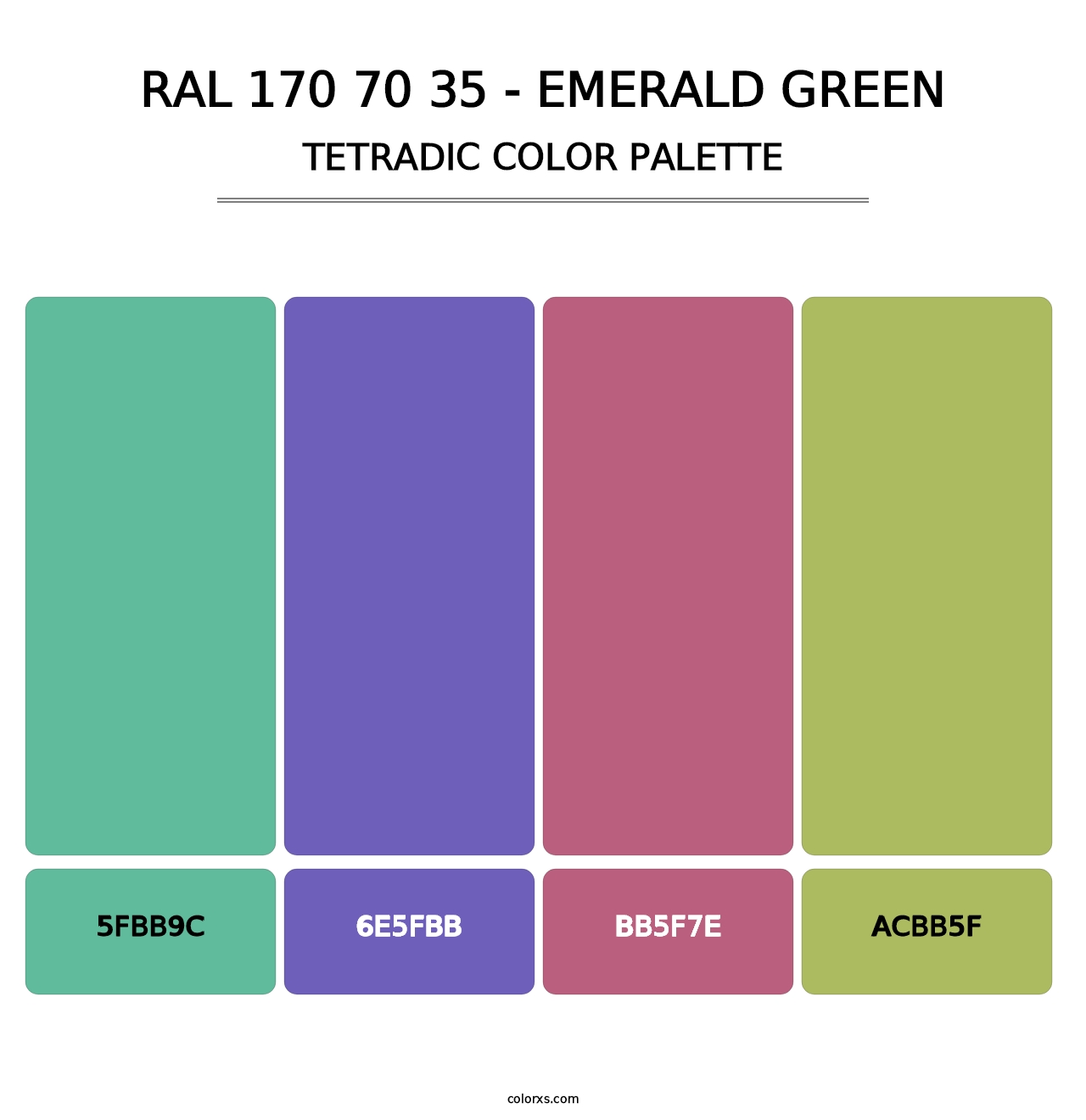 RAL 170 70 35 - Emerald Green - Tetradic Color Palette