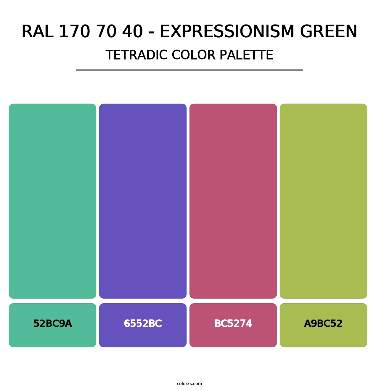 RAL 170 70 40 - Expressionism Green - Tetradic Color Palette