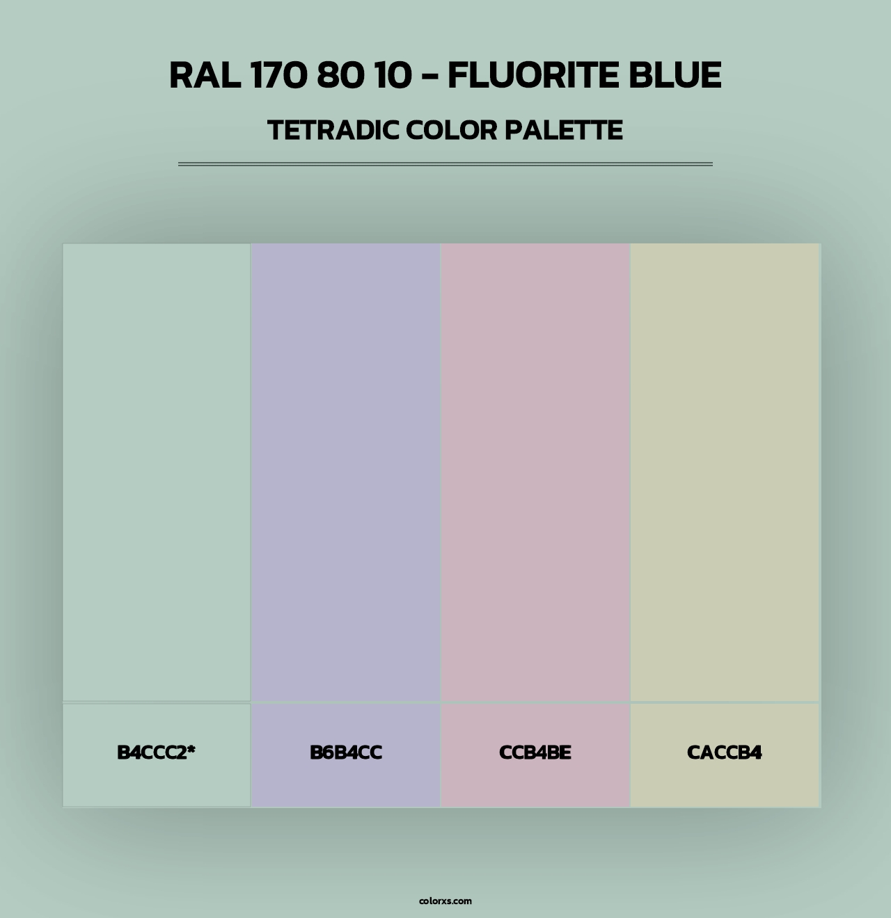 RAL 170 80 10 - Fluorite Blue - Tetradic Color Palette