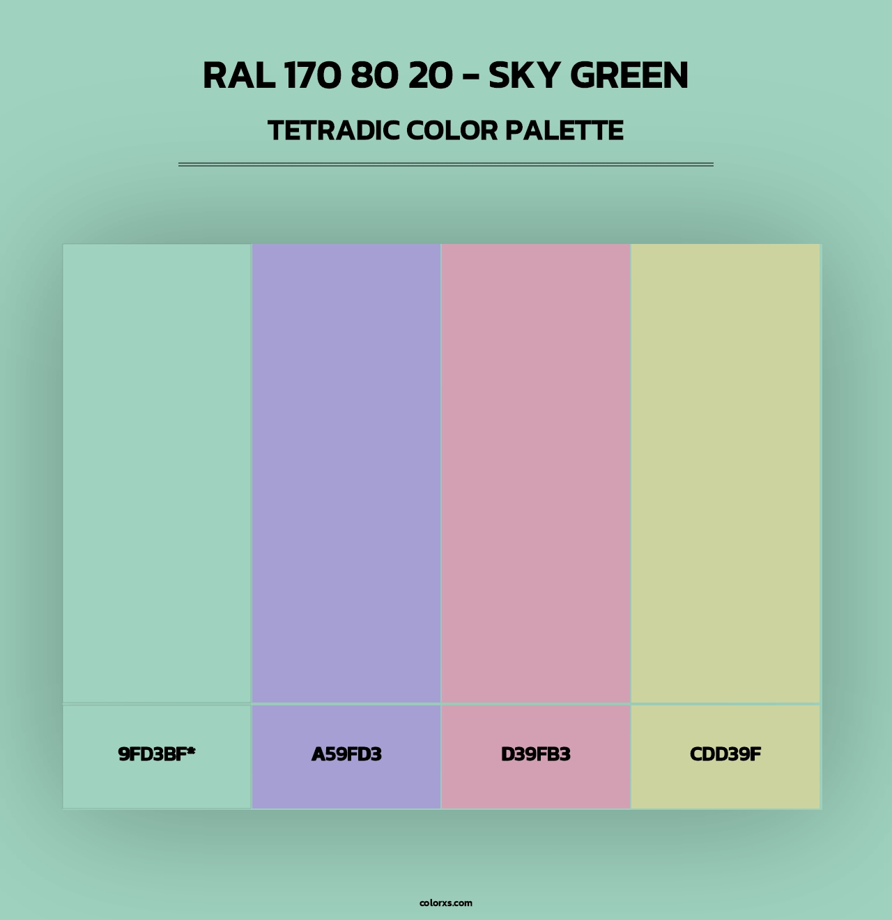 RAL 170 80 20 - Sky Green - Tetradic Color Palette