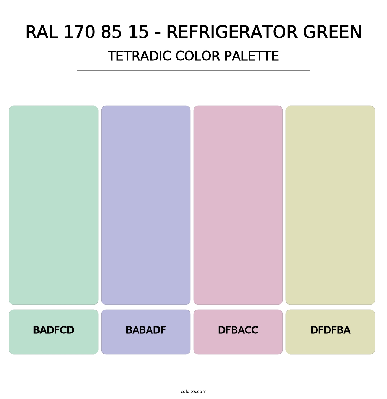 RAL 170 85 15 - Refrigerator Green - Tetradic Color Palette