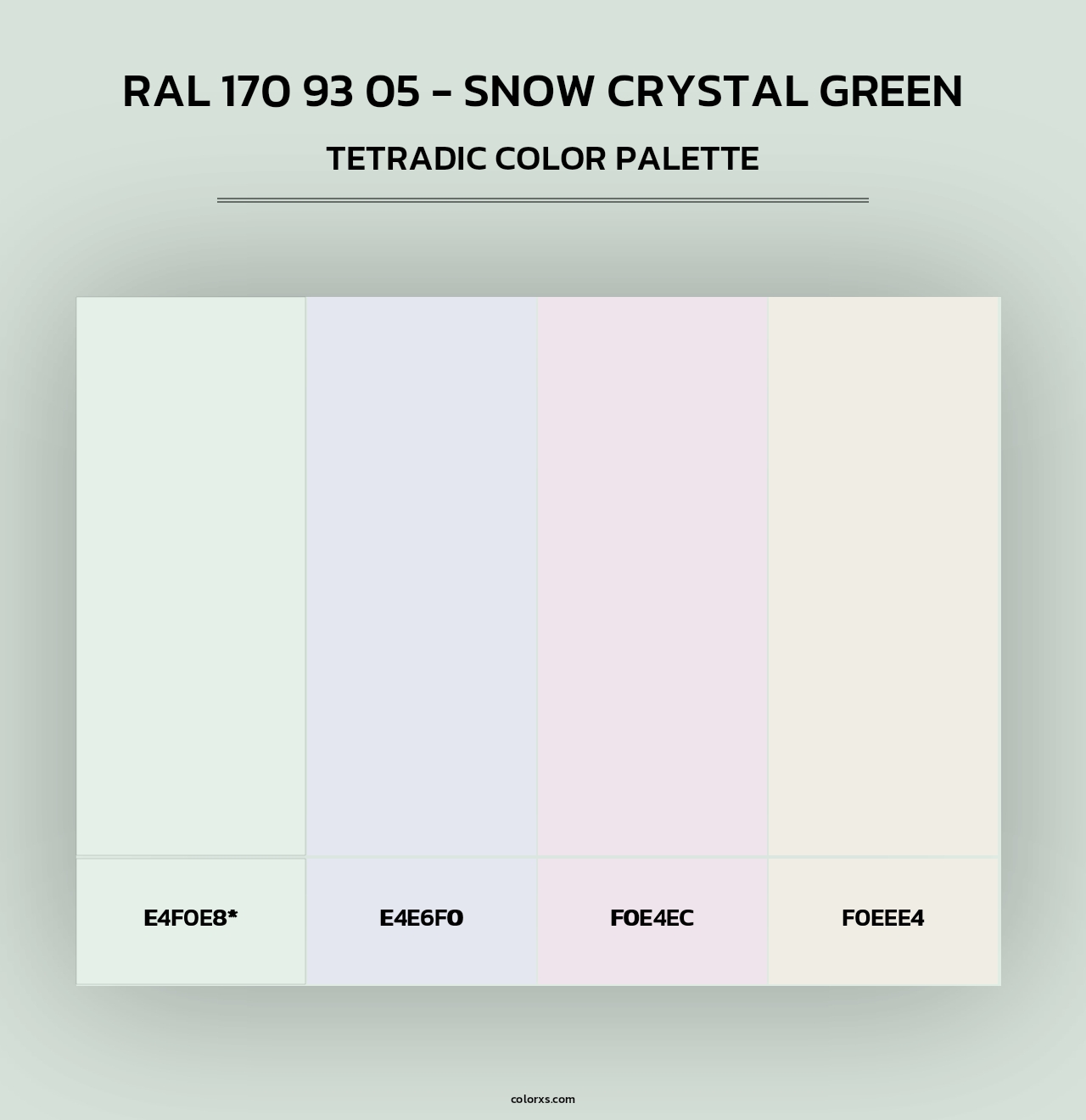 RAL 170 93 05 - Snow Crystal Green - Tetradic Color Palette