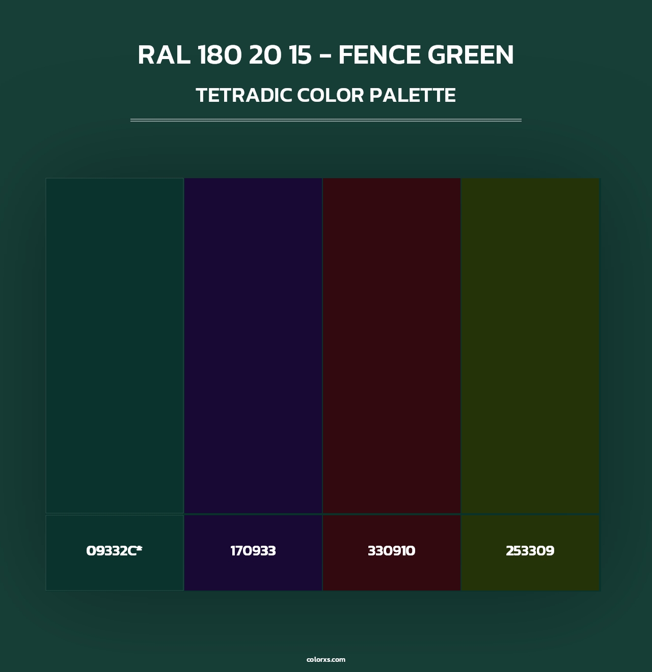 RAL 180 20 15 - Fence Green - Tetradic Color Palette