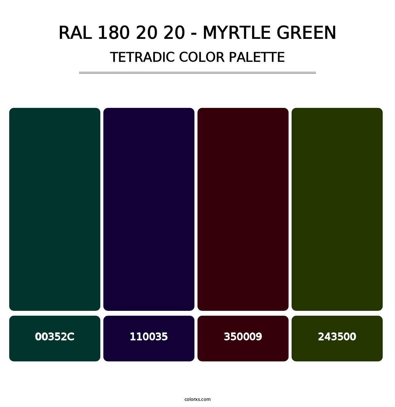 RAL 180 20 20 - Myrtle Green - Tetradic Color Palette