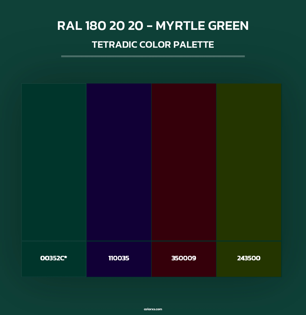 RAL 180 20 20 - Myrtle Green - Tetradic Color Palette