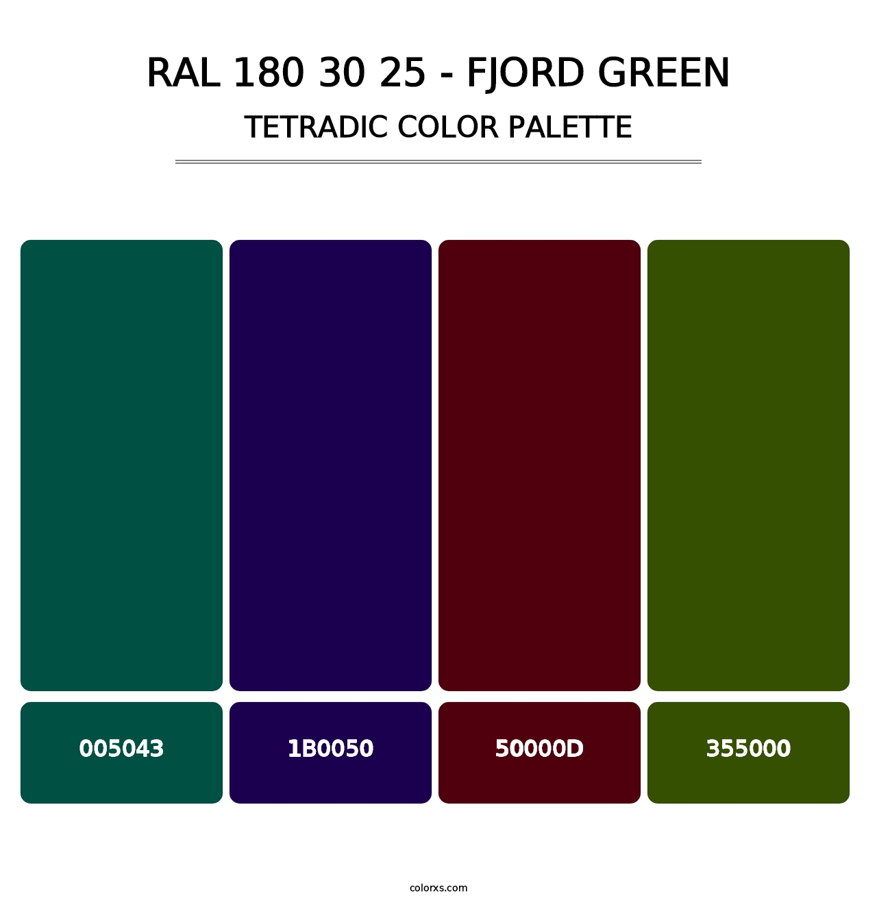 RAL 180 30 25 - Fjord Green - Tetradic Color Palette