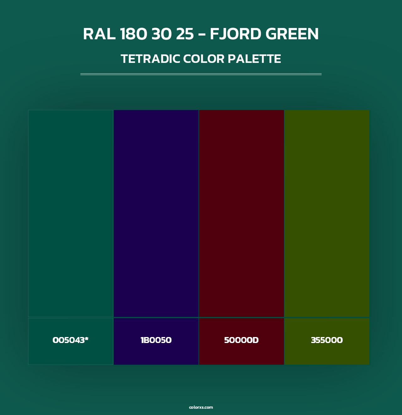 RAL 180 30 25 - Fjord Green - Tetradic Color Palette