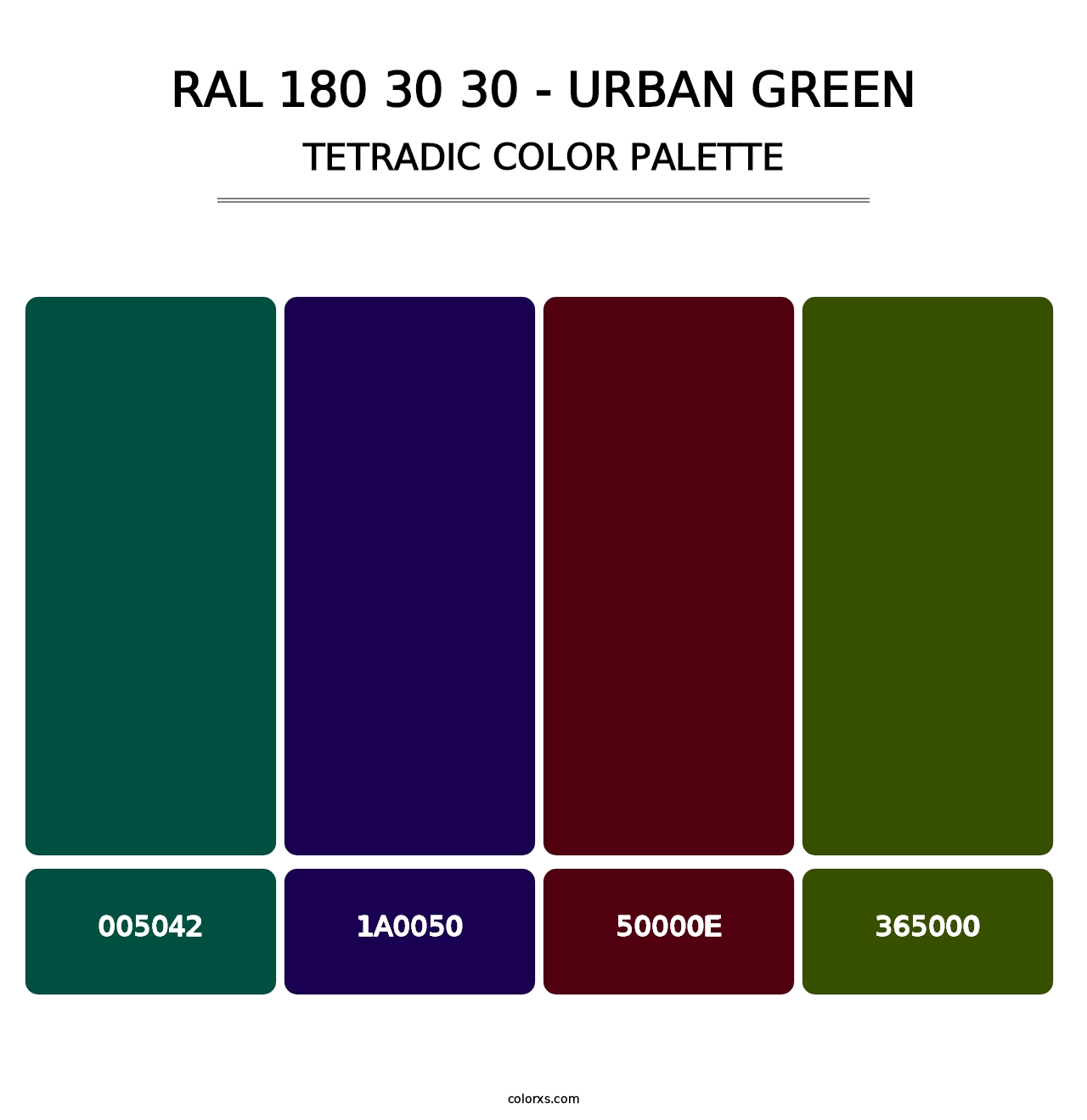 RAL 180 30 30 - Urban Green - Tetradic Color Palette