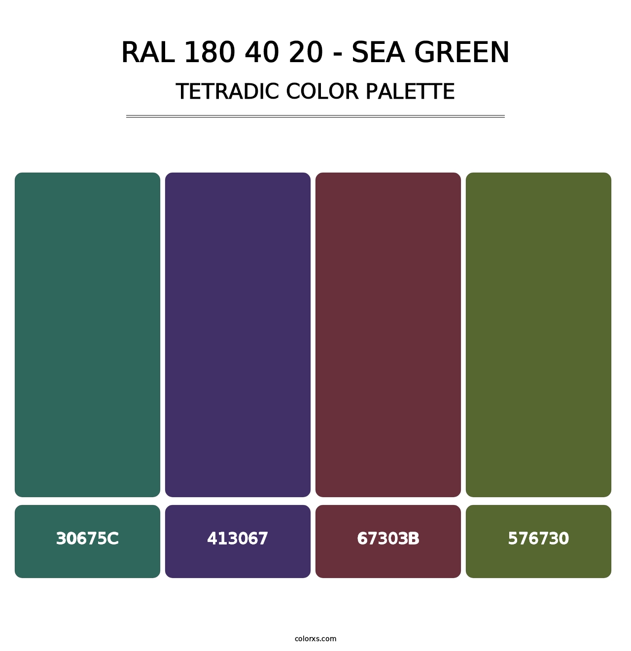 RAL 180 40 20 - Sea Green - Tetradic Color Palette