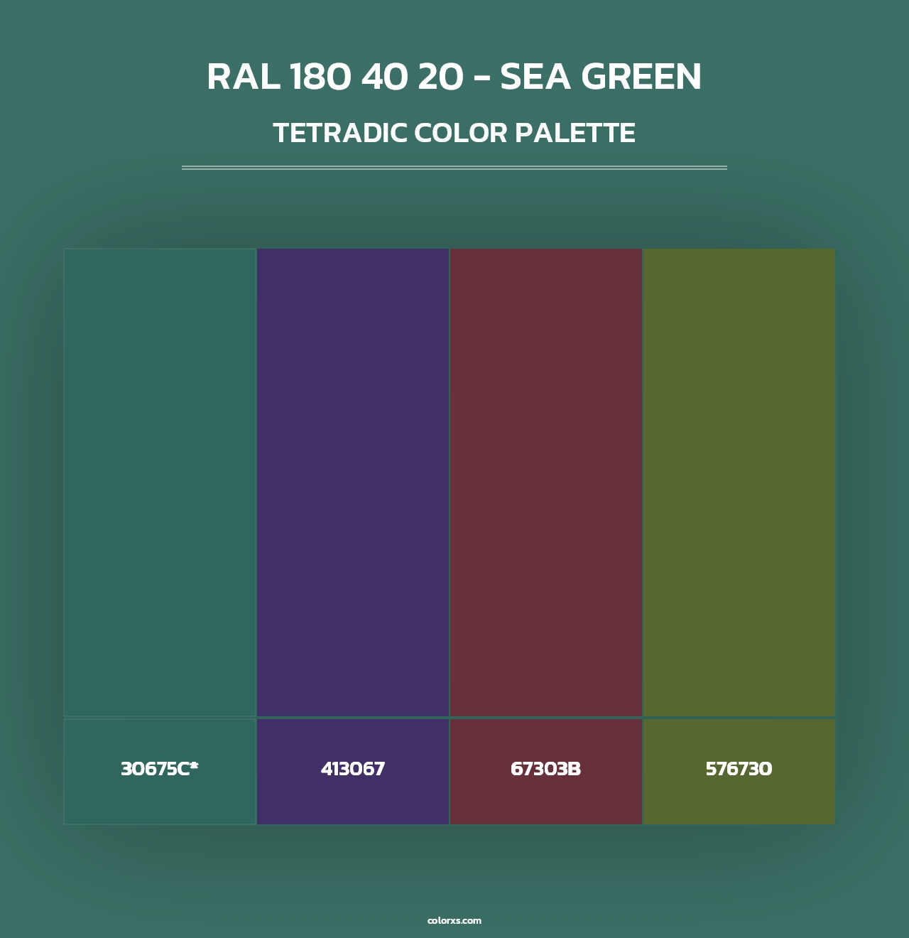 RAL 180 40 20 - Sea Green - Tetradic Color Palette