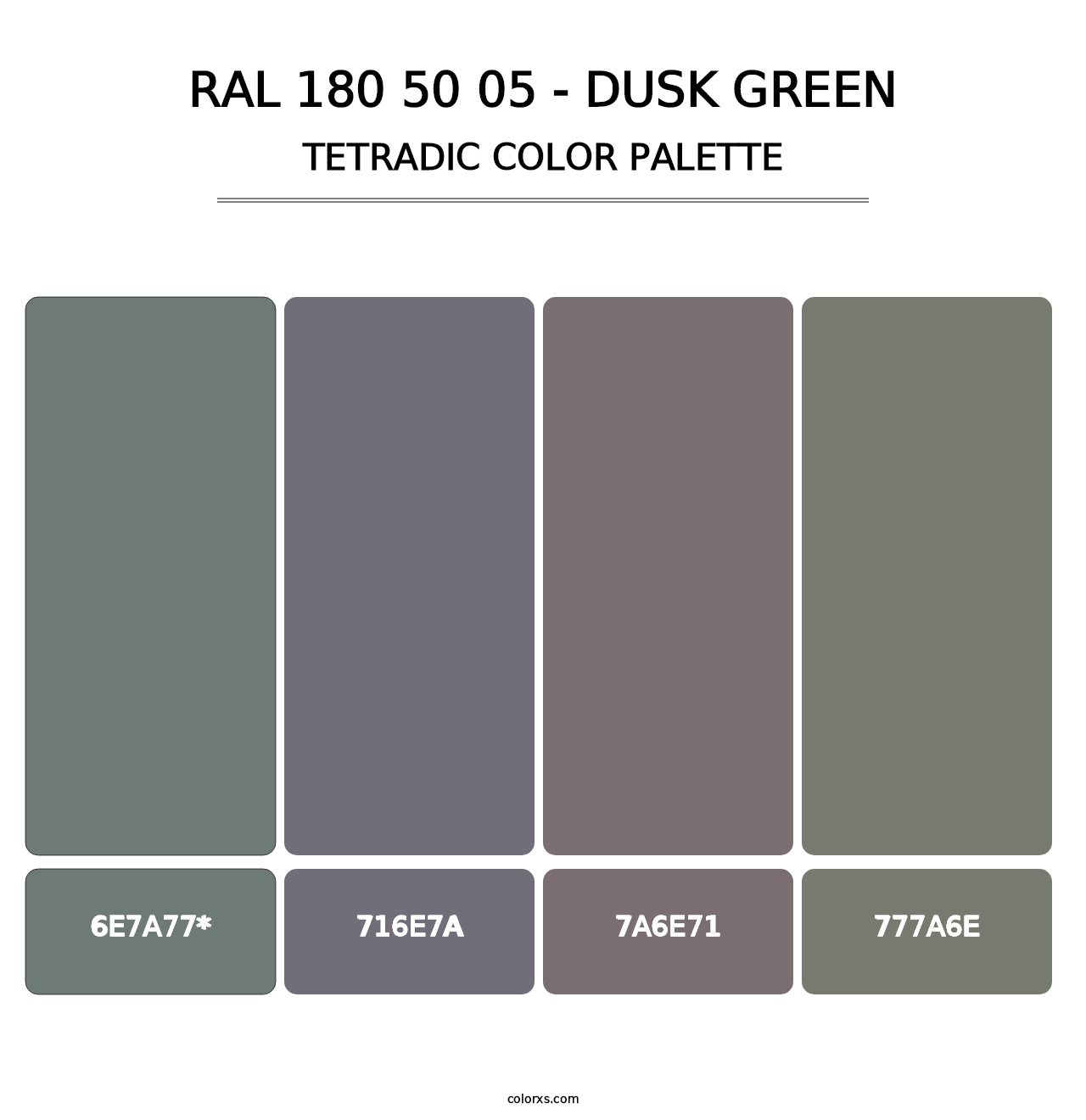RAL 180 50 05 - Dusk Green - Tetradic Color Palette