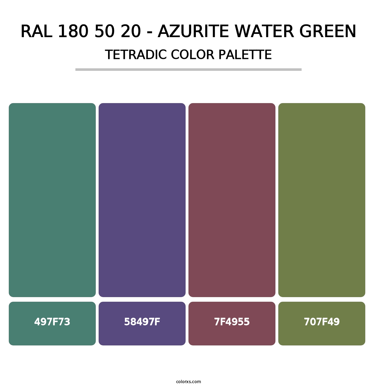 RAL 180 50 20 - Azurite Water Green - Tetradic Color Palette