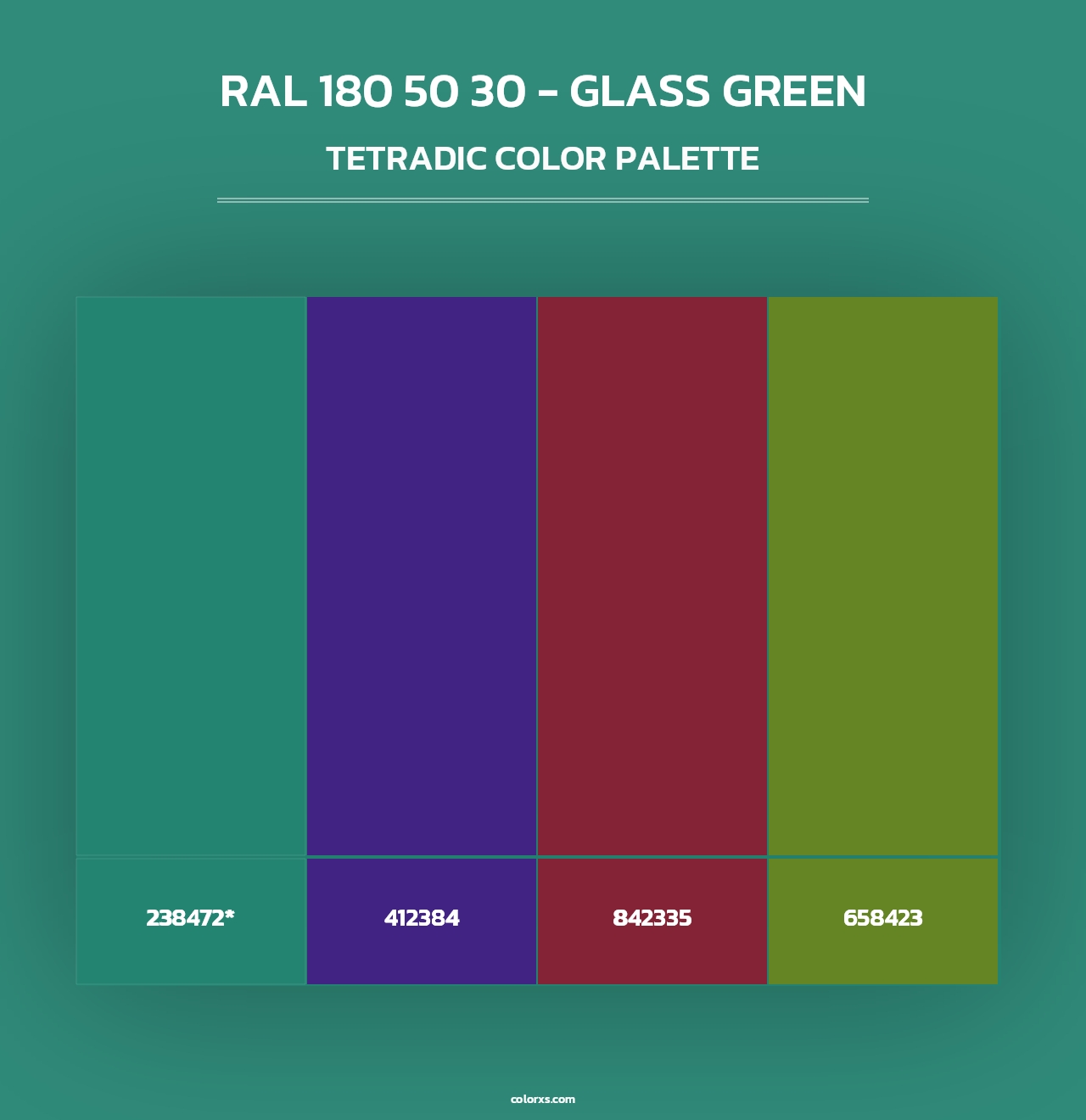 RAL 180 50 30 - Glass Green - Tetradic Color Palette