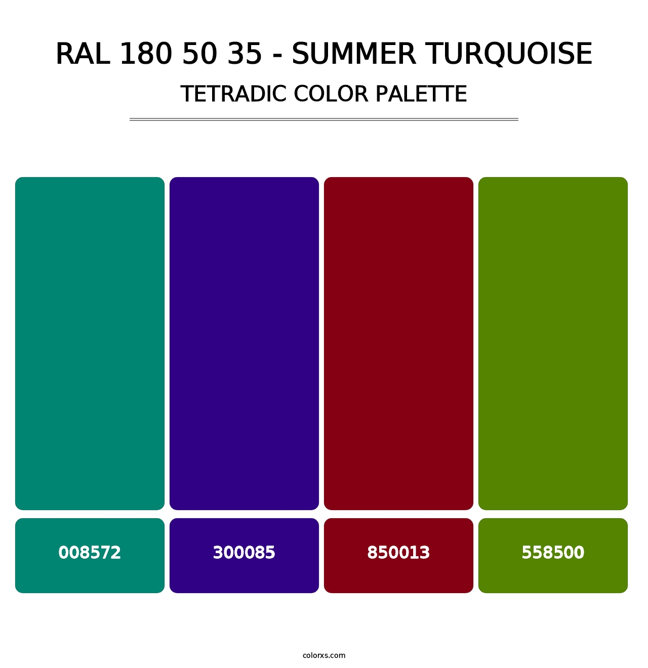 RAL 180 50 35 - Summer Turquoise - Tetradic Color Palette