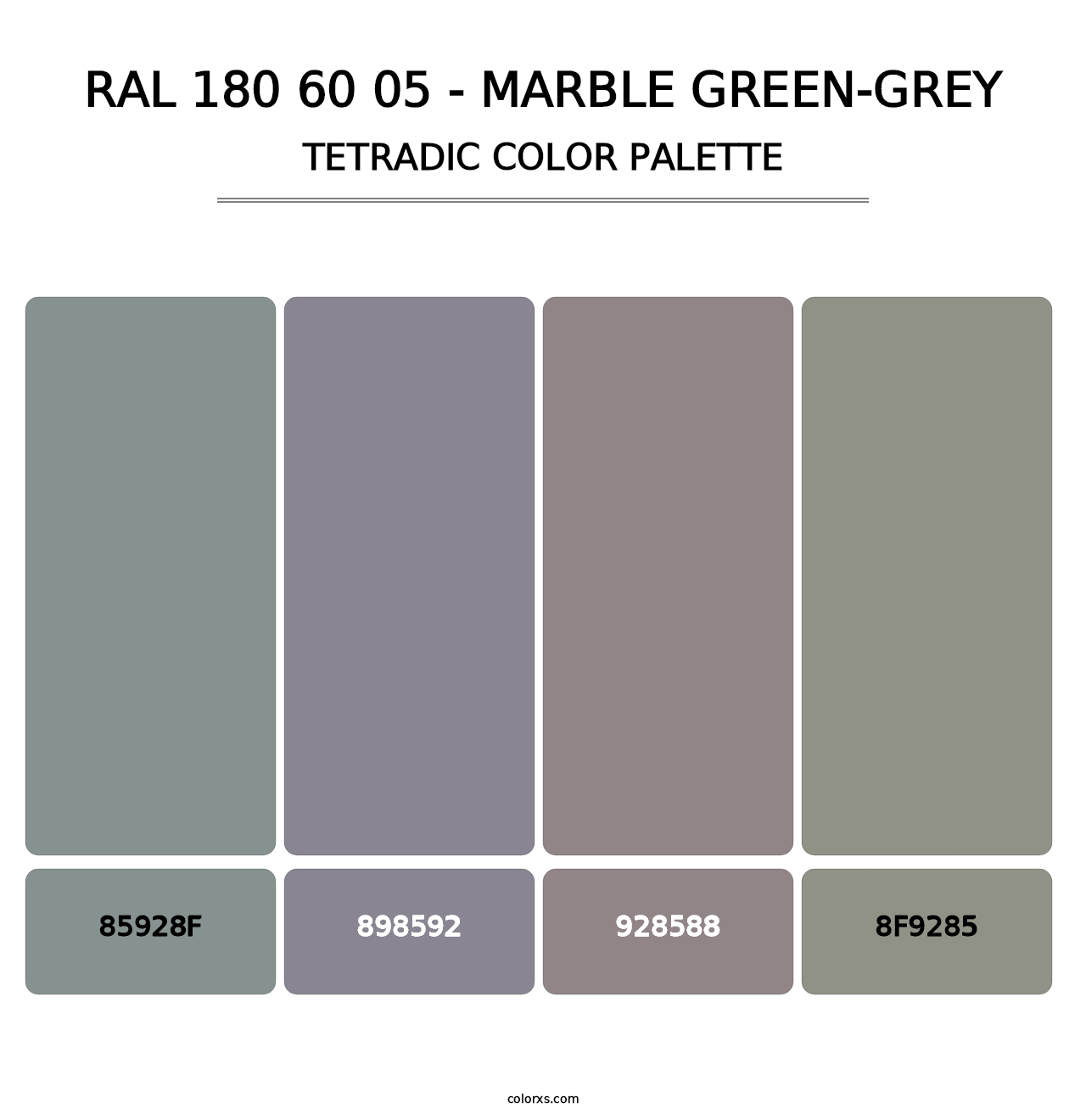 RAL 180 60 05 - Marble Green-Grey - Tetradic Color Palette