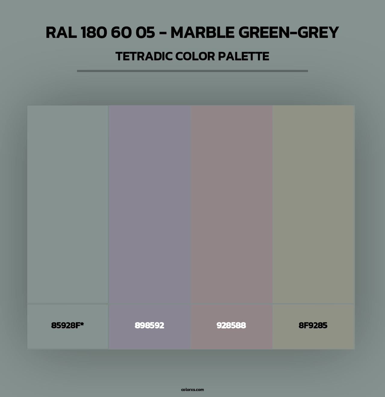 RAL 180 60 05 - Marble Green-Grey - Tetradic Color Palette