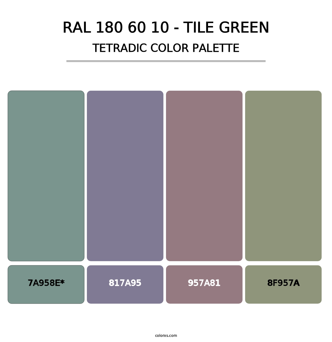RAL 180 60 10 - Tile Green - Tetradic Color Palette